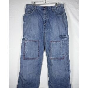 Vintage Attitude Jeans Mens 40x34 Blue Baggy Wide Leg Cargo Skater Grunge Y2K *